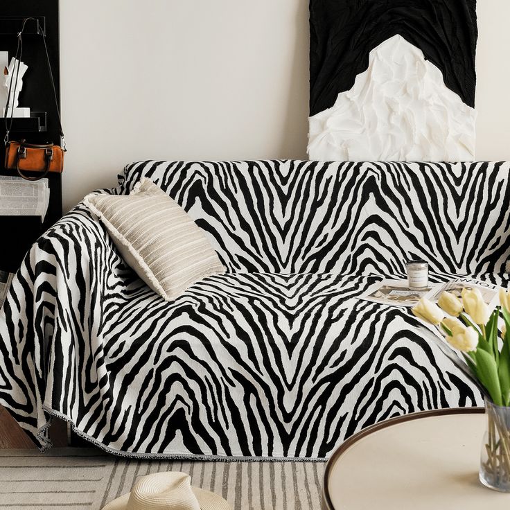 Zebra Style Jersey Sofa Cover