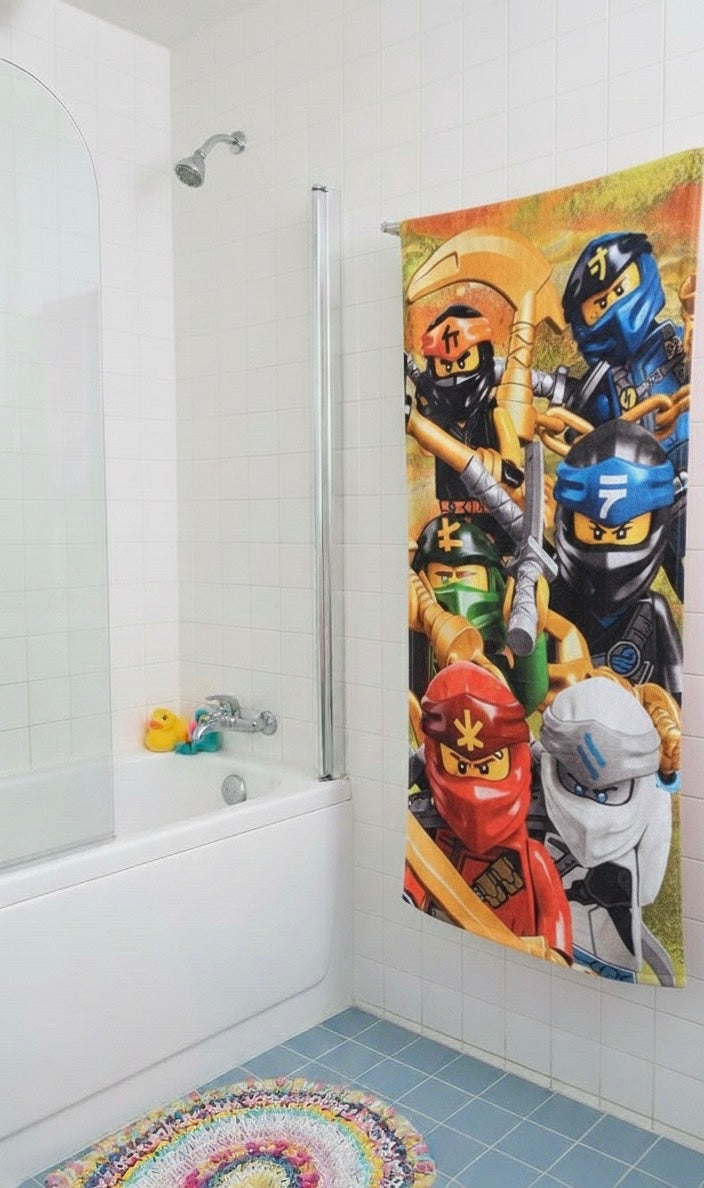 Ninja 4 Cartoon Print Bath Towel – Fun & Colorful for Kids