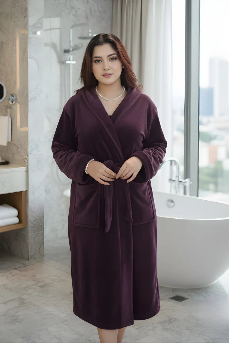 PURPLE ANGLE Embroidered | Fleece Bathrobe | women