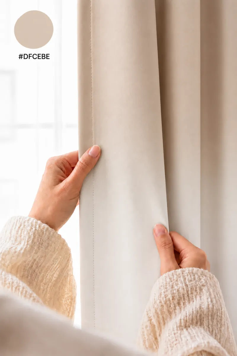 Champagne Beige (#DECEBE) Frosted Ombre Velvet Curtains – Set of 2 Panels
