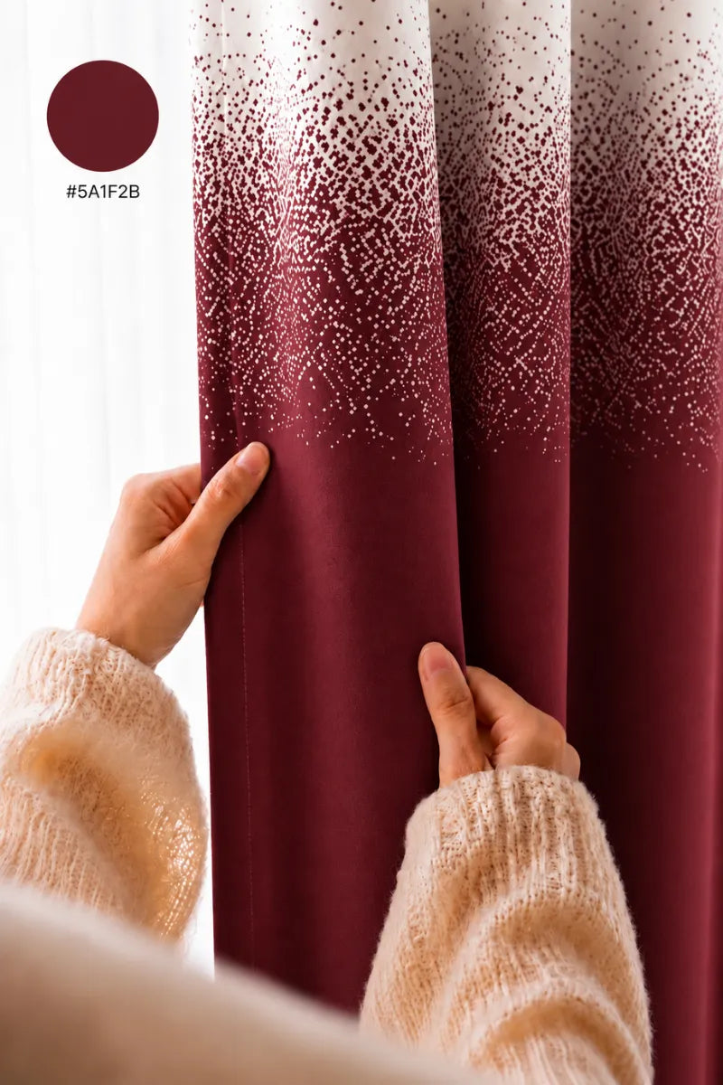 Rich Maroon (#5A1F2B) Speckled Ombre Velvet Curtains – Set of 2 Panels