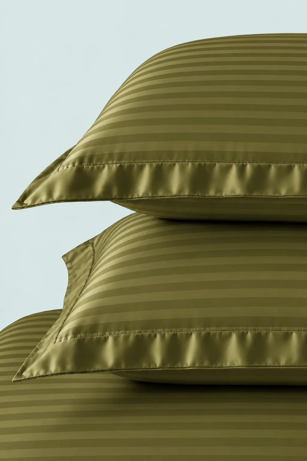 Olive Green Stripe Fitted Bedsheet - King Size