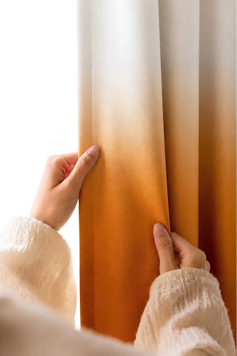 Orange Dip-Dye Ombre Velvet Curtains – Set of 2 Panels