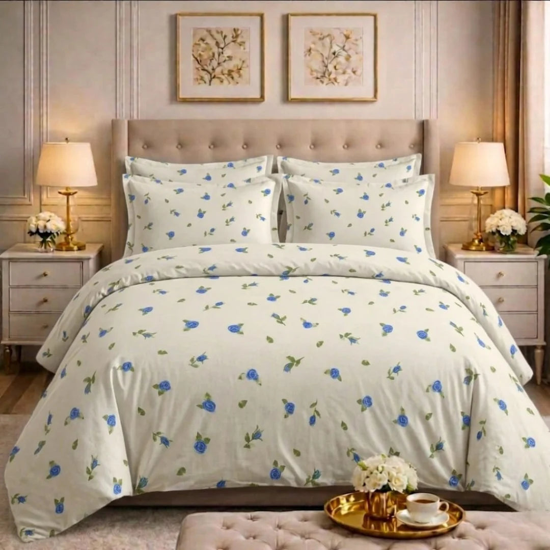 Luxury Export Cotton Double Bed Comforter Set – 87x95 Bedsheet & Pillow Covers