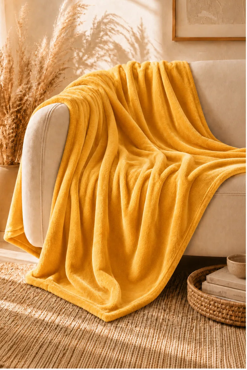 Yellow Fleece Throw Blanket