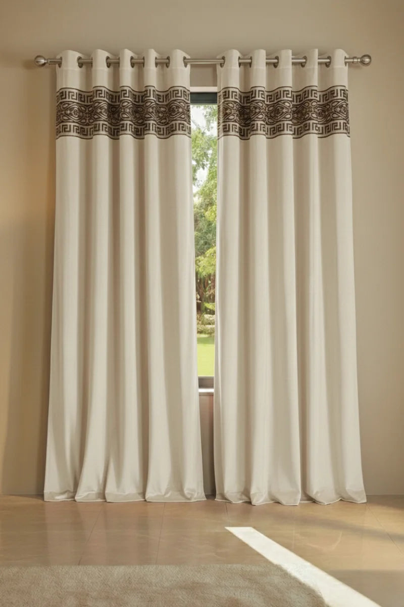 Off-White Elegant Velvet Curtains Set of 2 for Home Décor