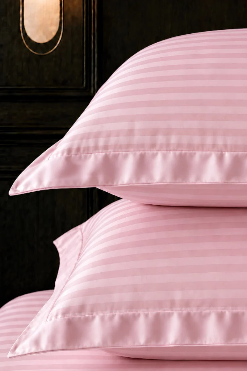 Baby Pink Stripe Fitted Bedsheet - King Size
