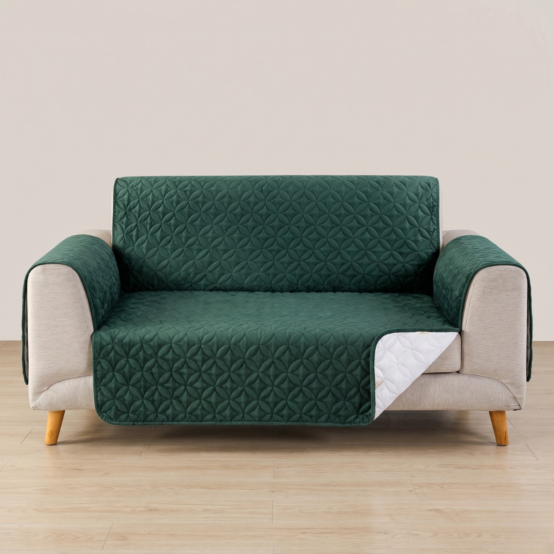 Premium Ultrasonic Quilted Sofa Cover (Green Color)