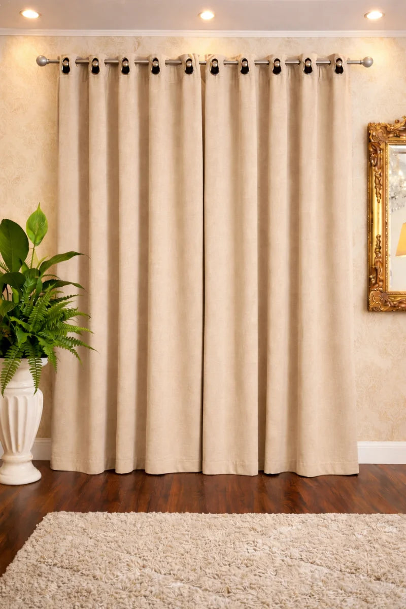 Cream Soft Terry Fabric Curtain Set – Plush & Cozy Home Décor