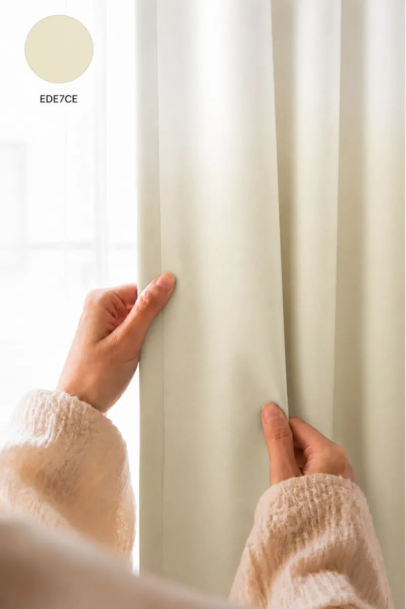 Ivory Cream (#EDE7CE) Dip-Dye Ombre Velvet Curtains – Set of 2 Panels