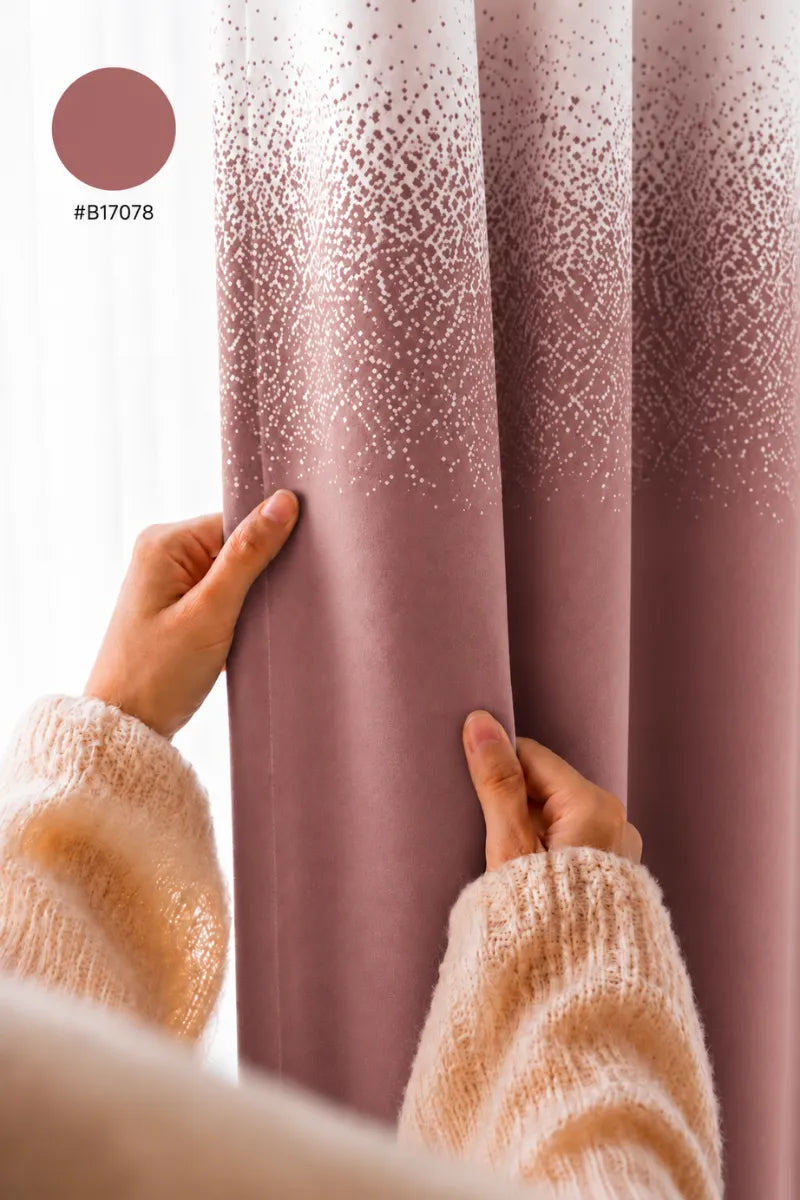 Dusty Rose Pink (#B17078) Speckled Ombre Velvet Curtains – Set of 2 Panels