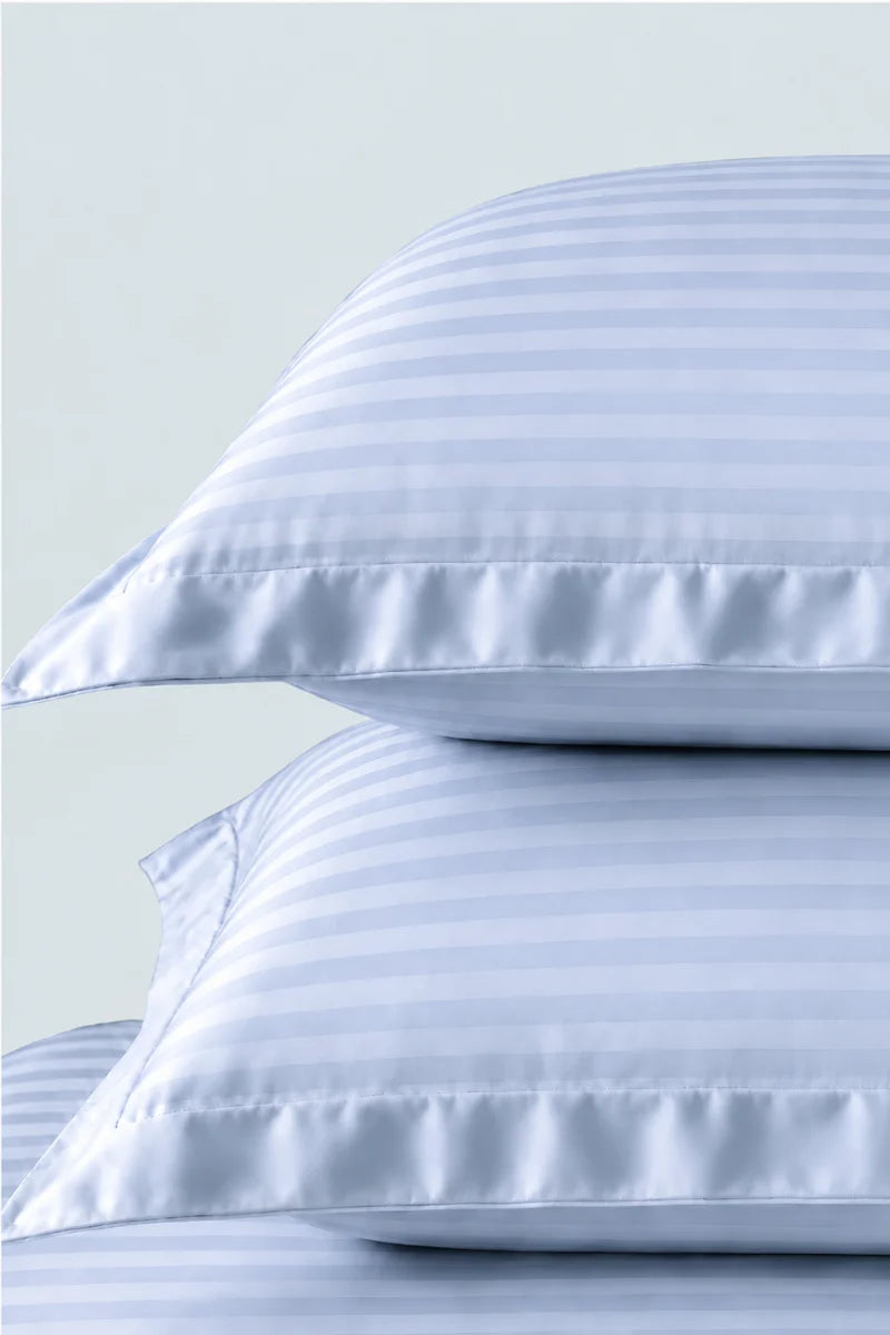 Ice Blue Stripe Fitted Bedsheet - King Size