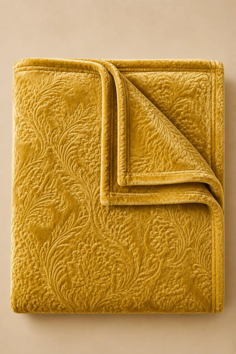 Lemon Yellow Embossed Blanket