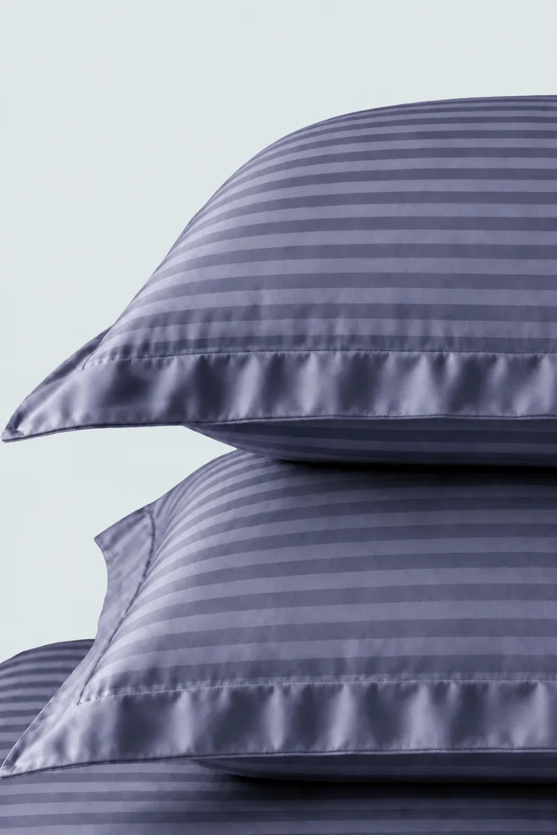 Lilac Blue Stripe Fitted Bedsheet - King Size