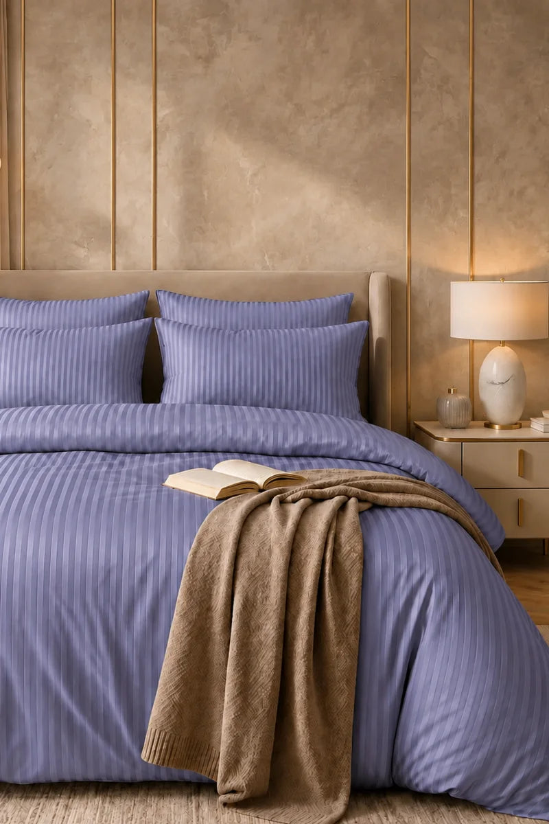 Lilac Blue Quilt Cover Set (6PCS - King Size)