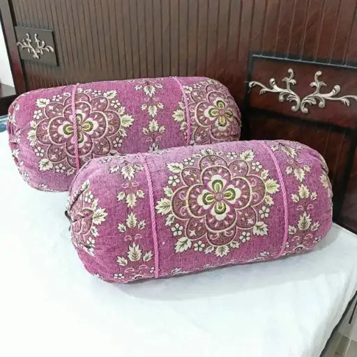 Velvet Jacquard Round Pillow Covers — Pack of 2