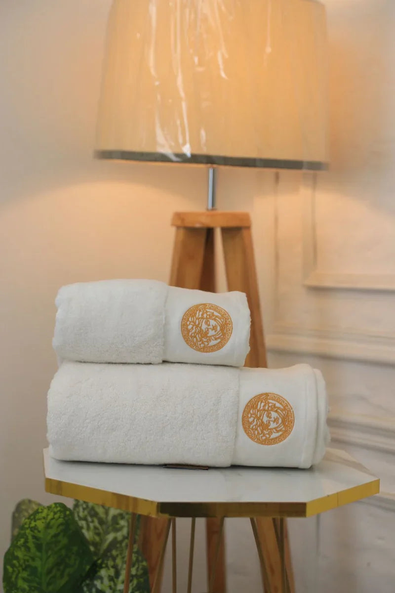 Versace Pure Cotton Bath Towel Set – Export Quality (2-Pcs)