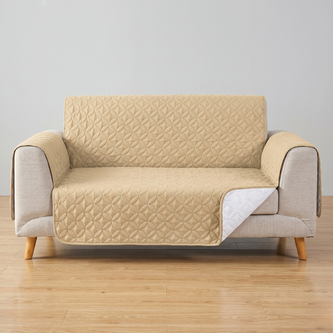 Premium Ultrasonic Quilted Sofa Cover (Skin Golden)
