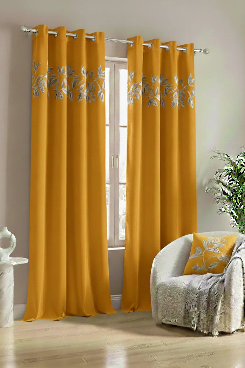 Mustard Yellow Luxury Velvet Curtains Set of 2 | Soft & Elegant