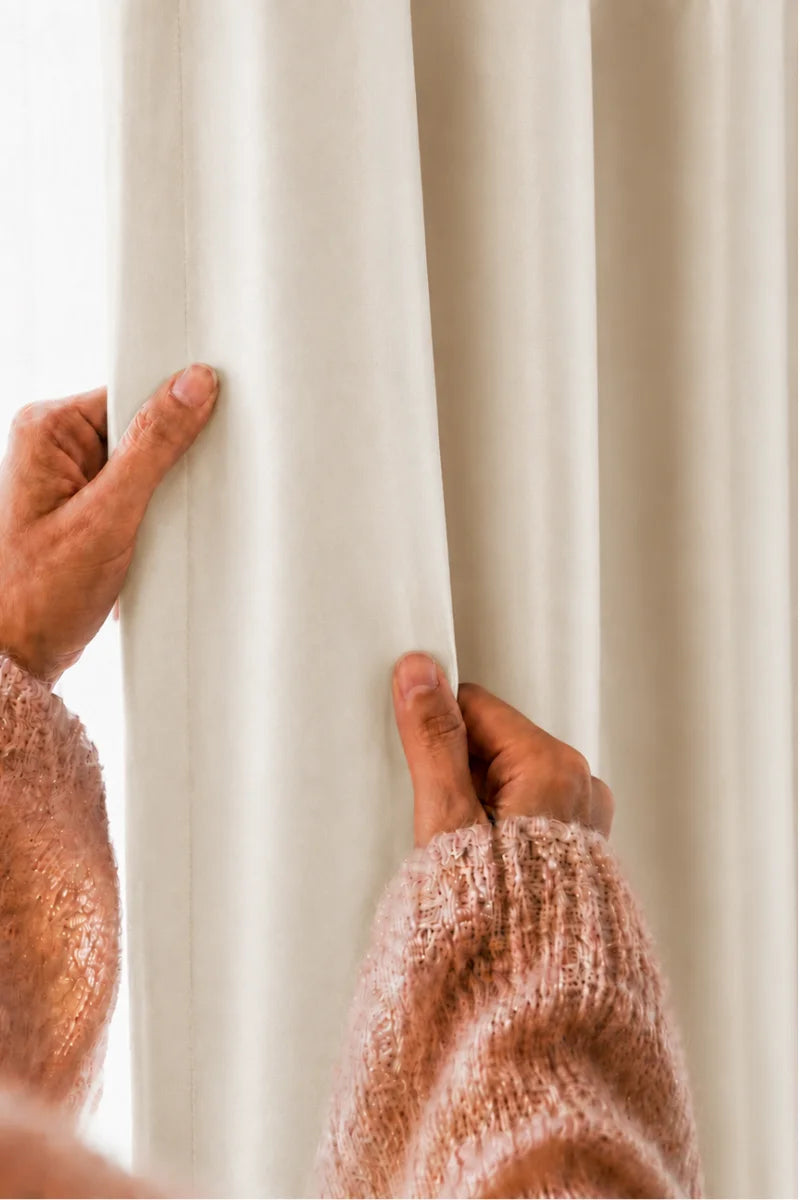 Off-White Imperial Border Velvet Curtains - Set of 2 Panels