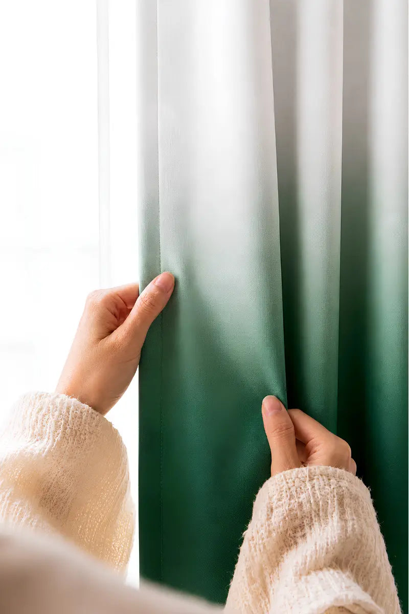 Emerald Green Dip-Dye Ombre Velvet Curtains – Set of 2 Panels