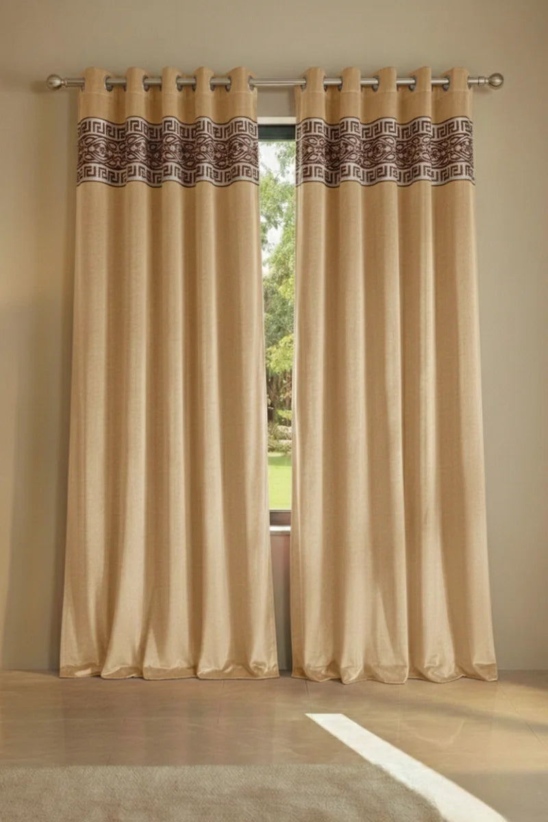 Dark Cream Elegant Velvet Curtains Set of 2 for Home Décor