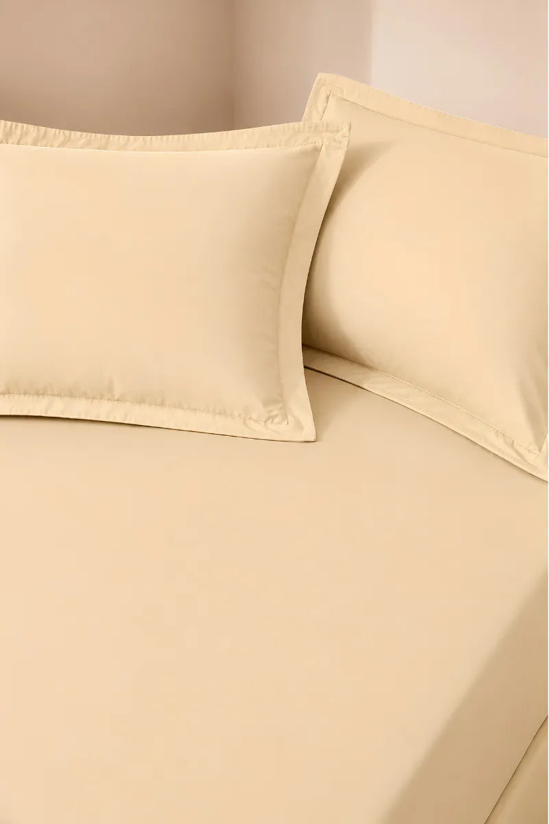 Champagne Beige Solid 3-Piece Bedsheet Set