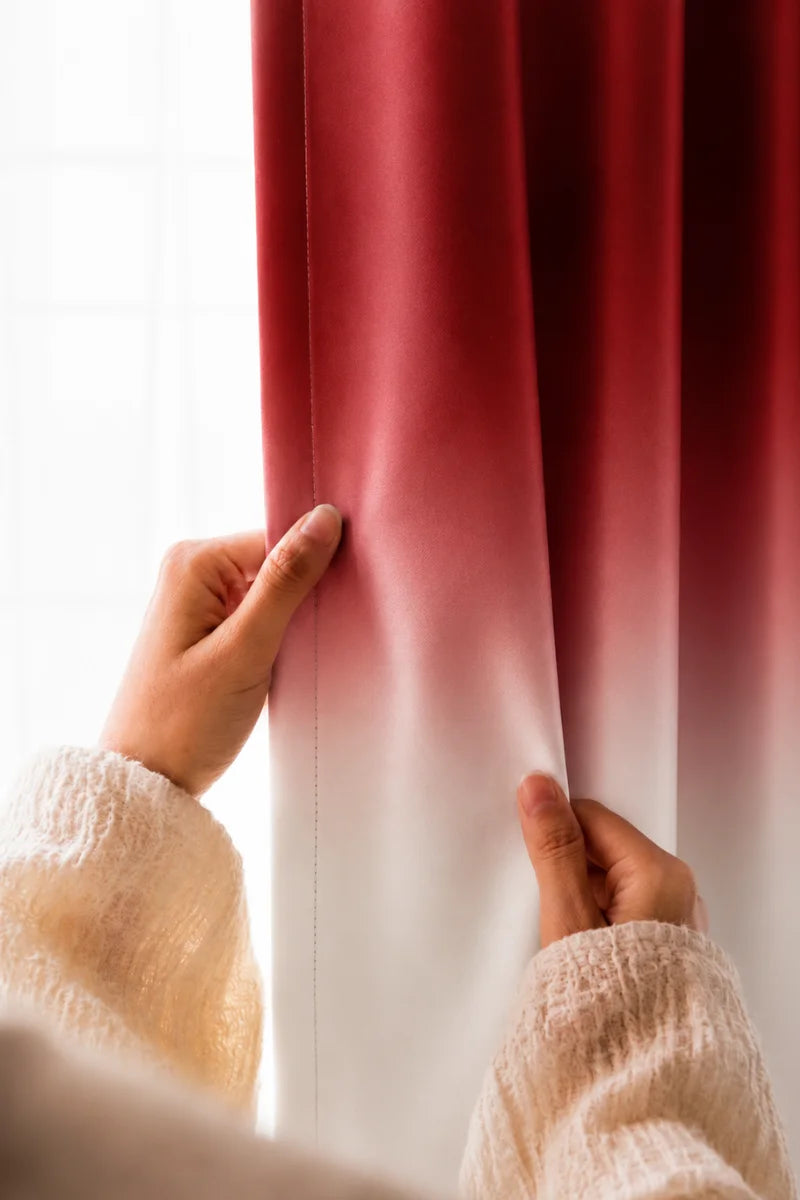 Bright Red Frosted Ombre Velvet Curtains – Set of 2 Panels