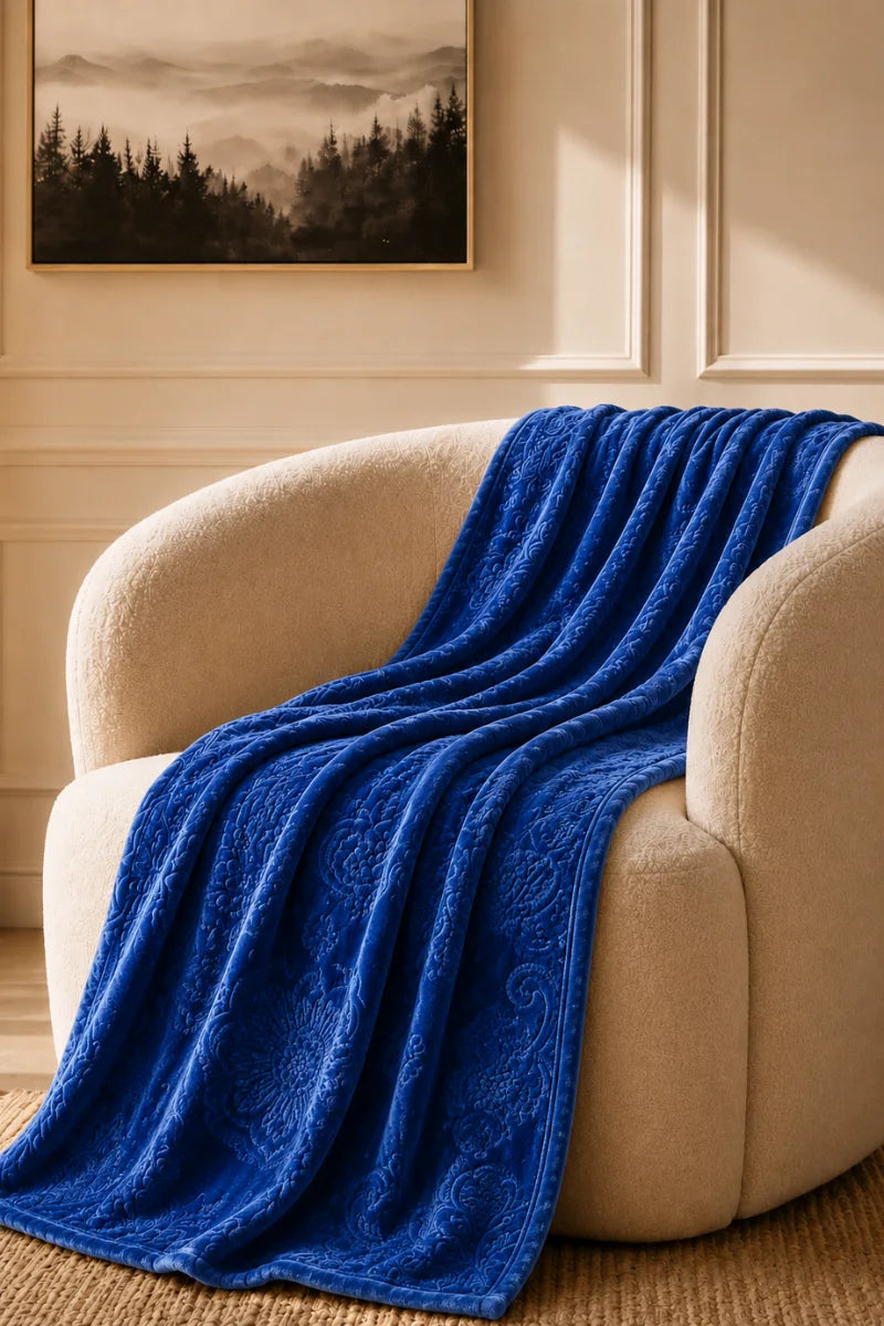 Royal Blue Embossed Blanket