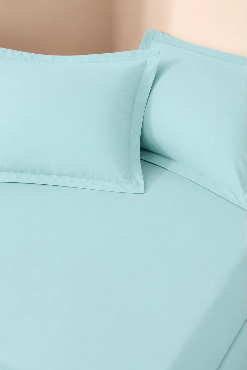 Aqua Blue Solid 3-Piece Bedsheet Set