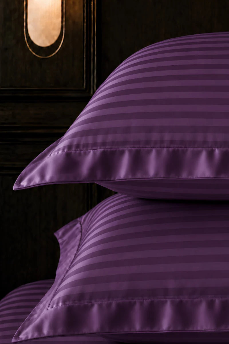 Deep Purple Stripe Fitted Bedsheet - King Size