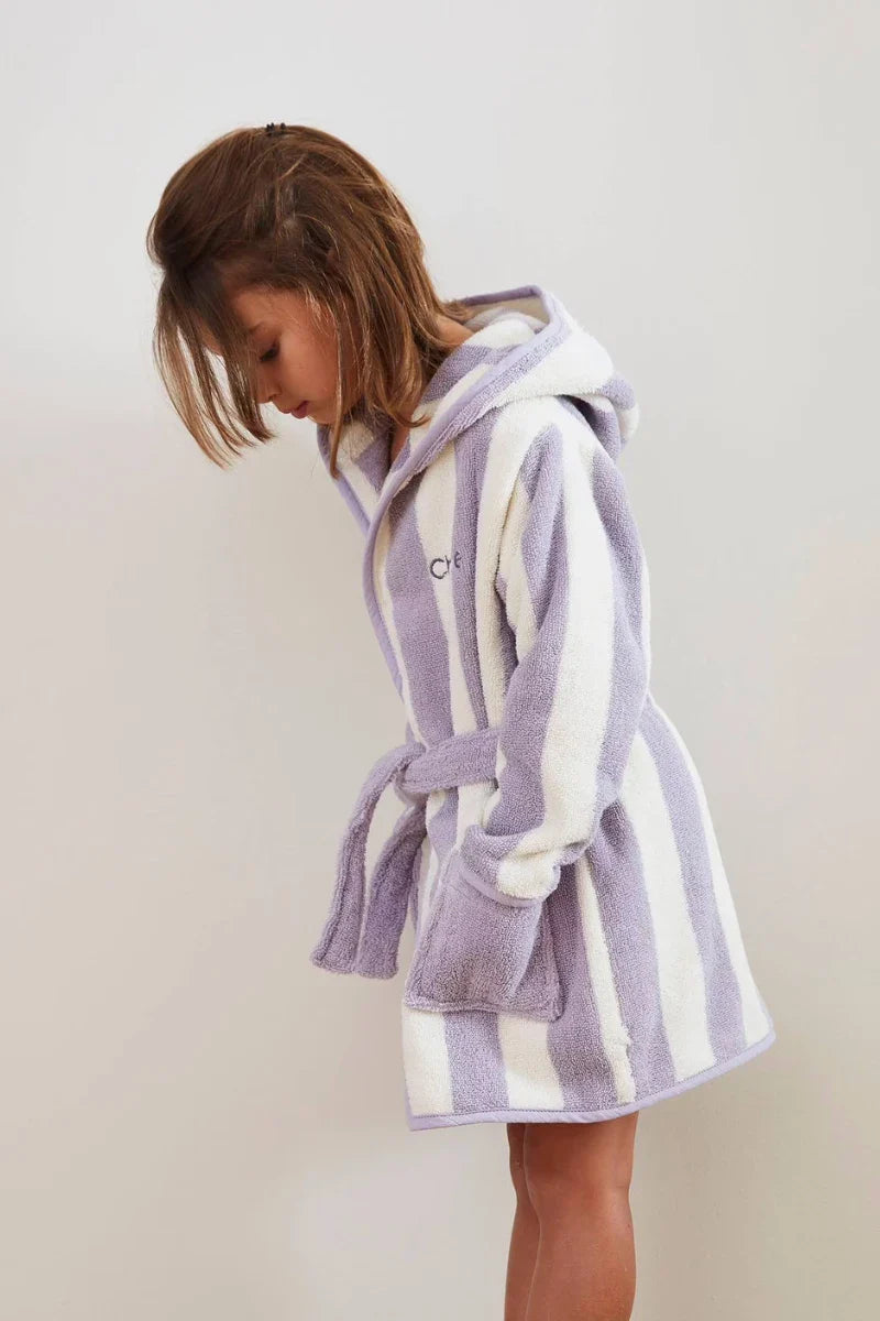 Striped Bathrobe for Children, Transat - striped purple