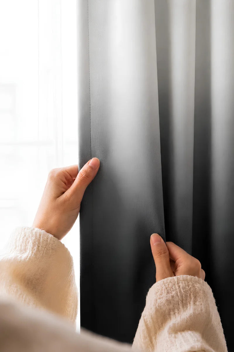 Solid Black Dip-Dye Ombre Velvet Curtains – Set of 2 Panels