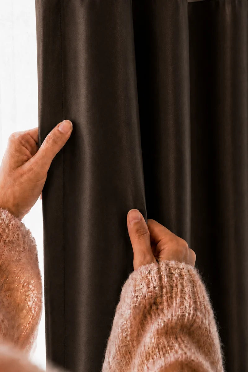Dark Brown Imperial Border Velvet Curtains - Set of 2 Panels