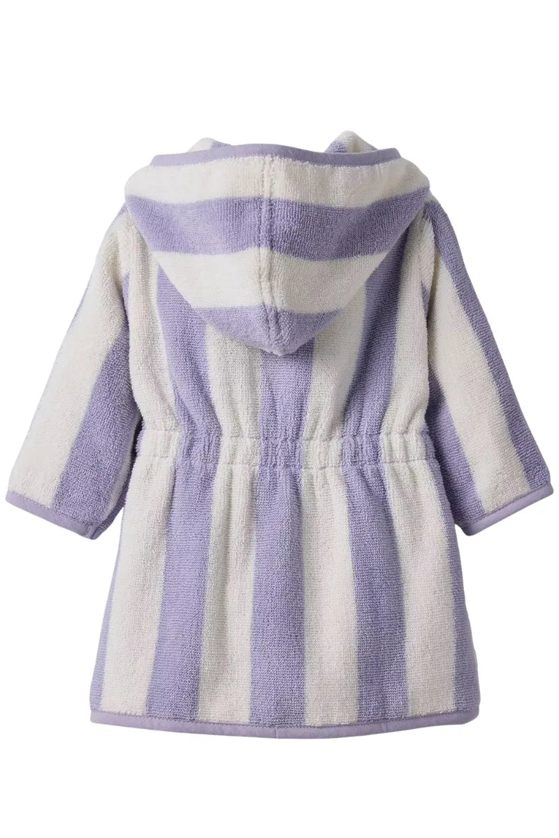 Kids Striped Purple Bathrobe (2–4 Years) | Hooded & Cozy