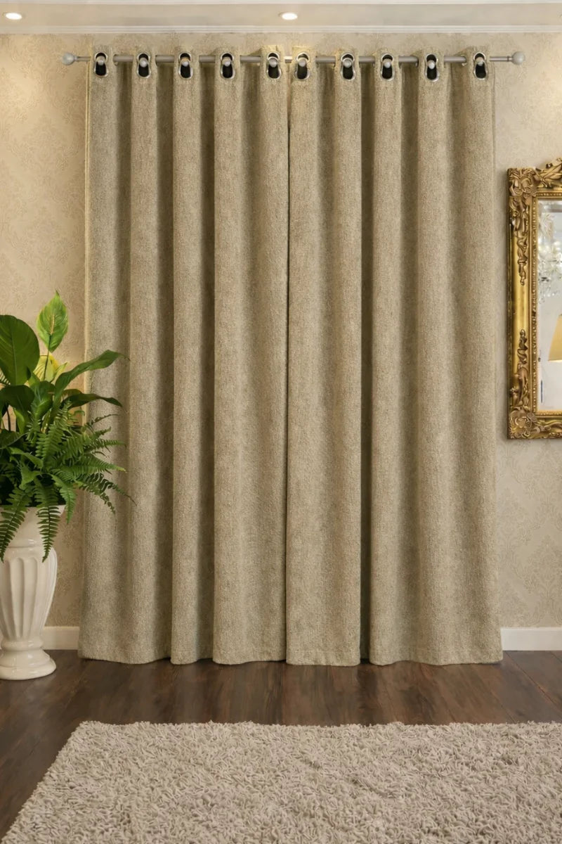 Soft Terry Fabric Curtain Set – Plush & Cozy Home Décor