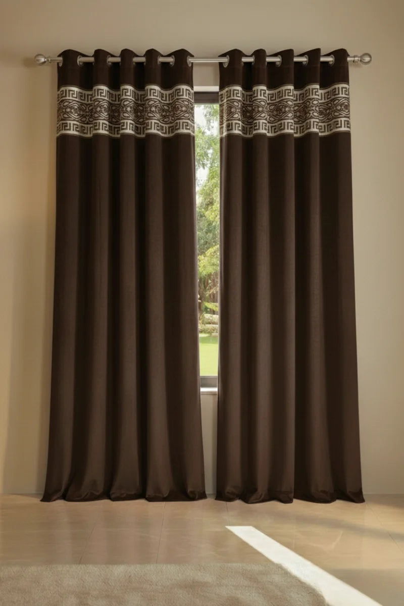 Dark Brown Elegant Velvet Curtains Set of 2 for Home Décor