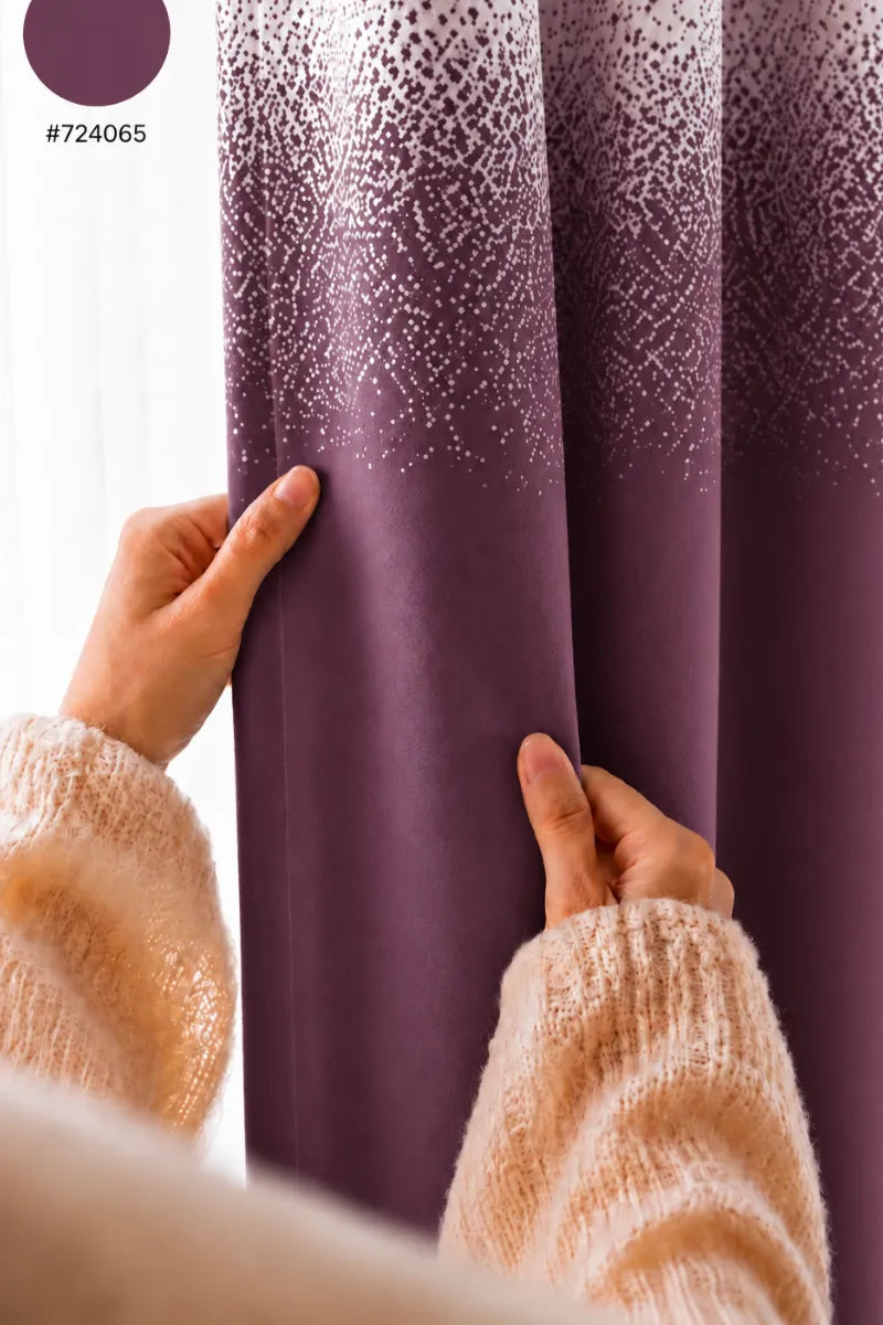 Deep Plum Purple (#724065) Speckled Ombre Velvet Curtains – Set of 2 Panels