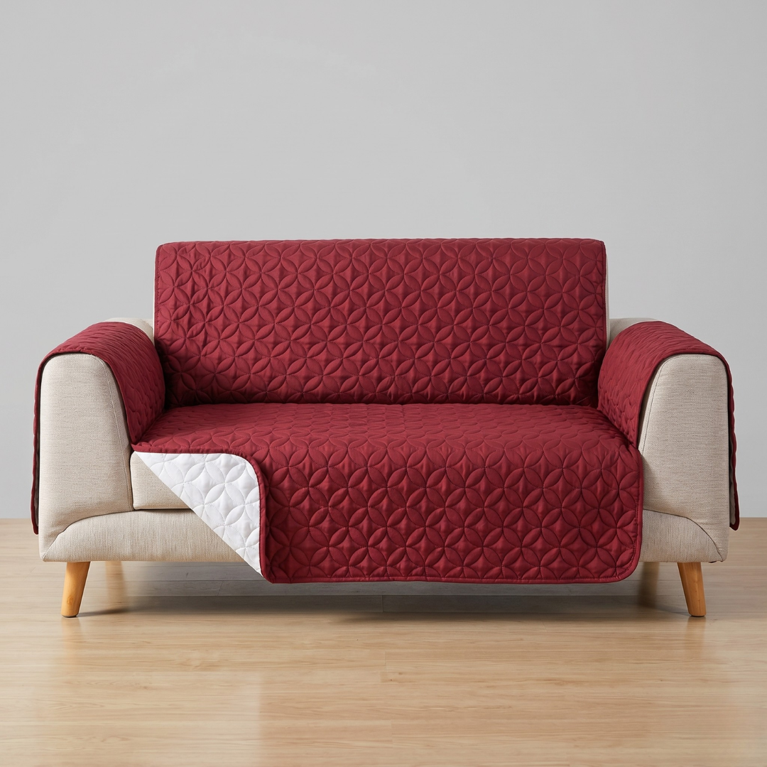 Premium Ultrasonic Quilted Sofa Cover (Maroon Colour)