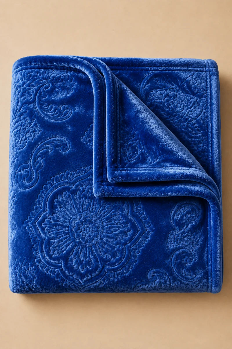 Royal Blue Embossed Blanket