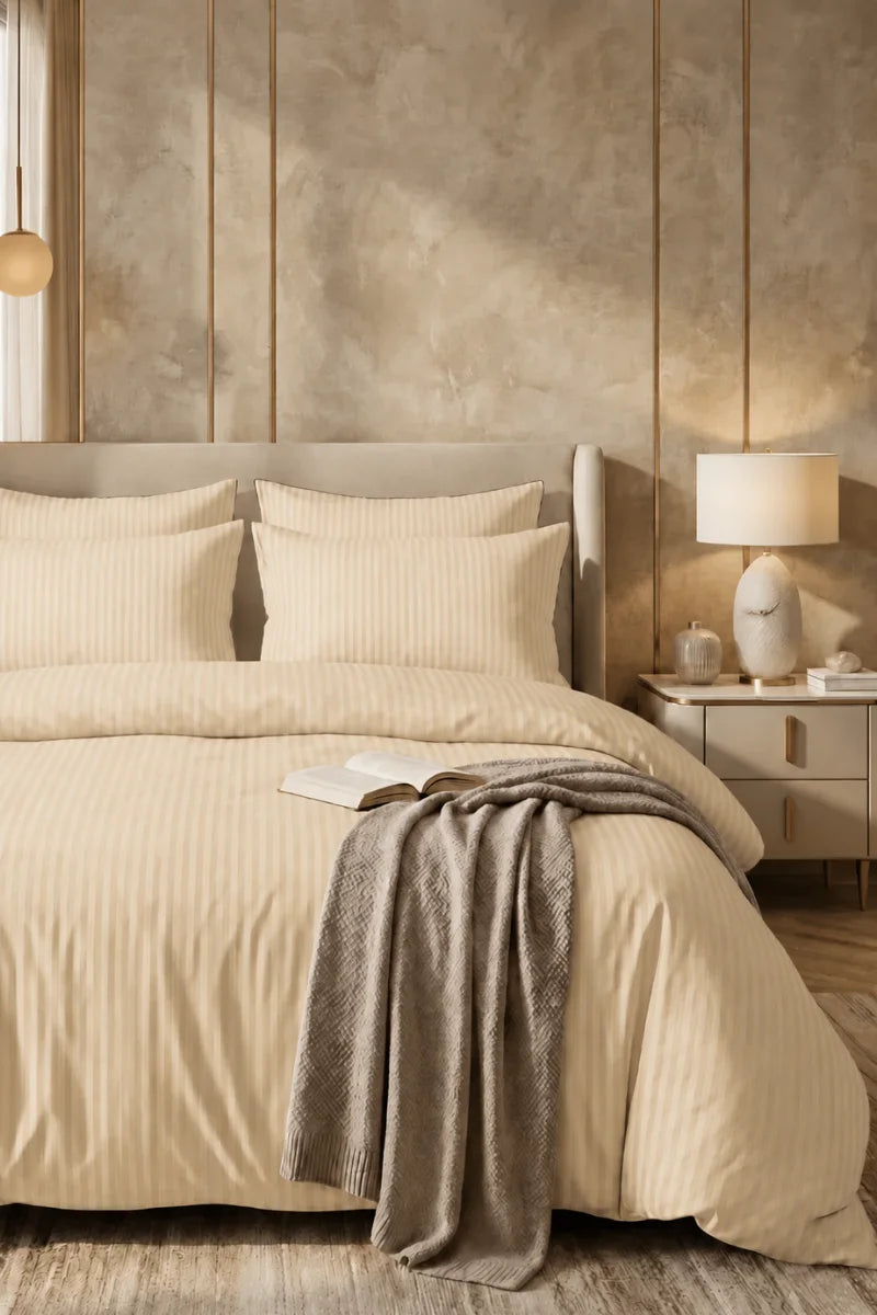 Cream Beige Quilt Cover Set (6PCS - King Size)