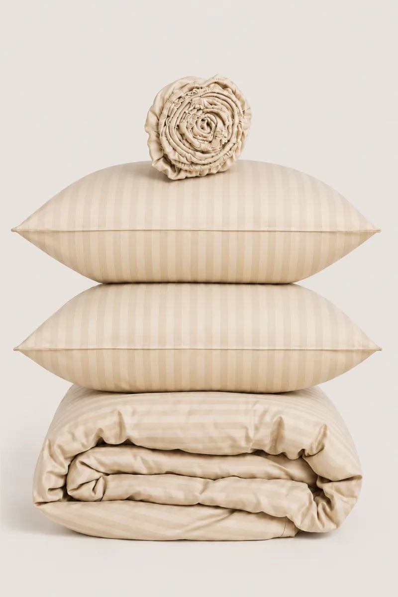 Cream Beige Quilt Cover Set (6PCS - King Size)