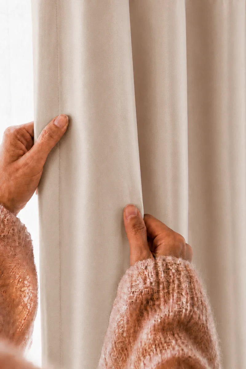 Sand Beige Imperial Border Velvet Curtains - Set of 2 Panels