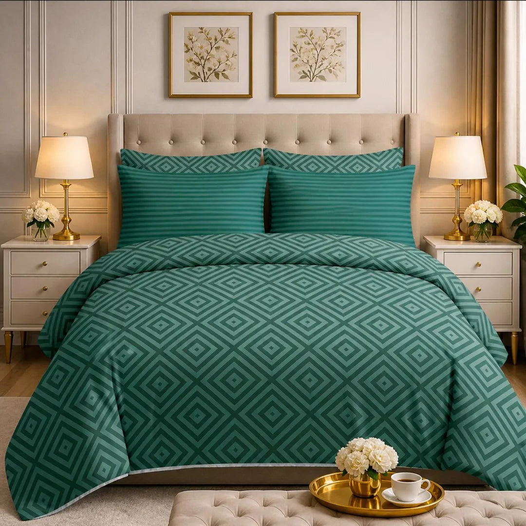 Luxury Export Cotton Double Bed Comforter Set – 87x95 Bedsheet & Pillow Covers