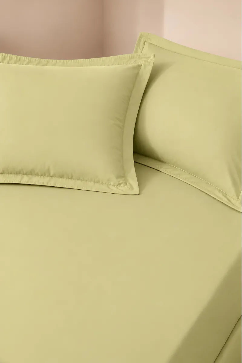 Pale Olive Green Solid 3-Piece Bedsheet Set