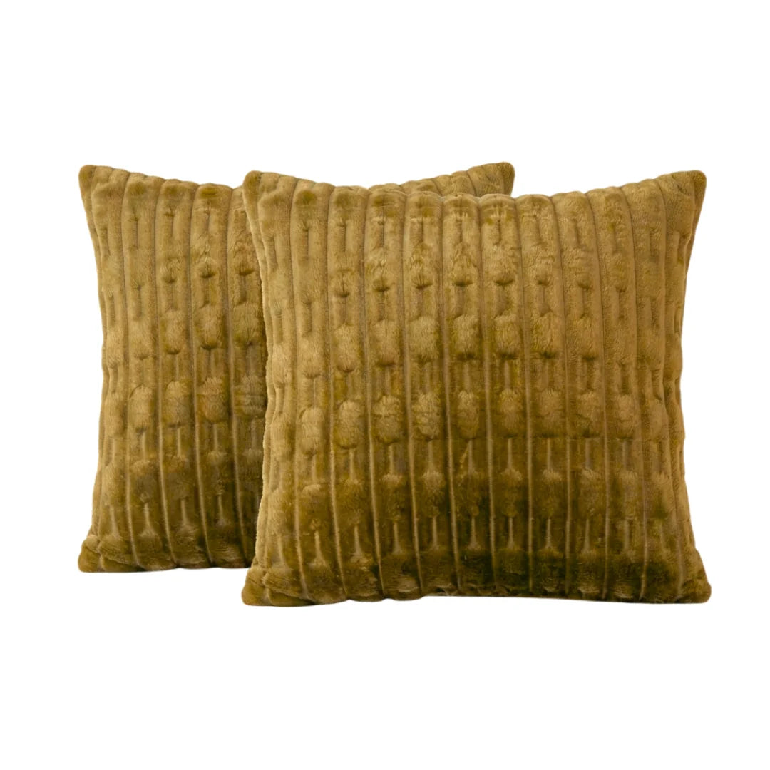 Gold Embossed Fleece Texture Cushion – Rich Texture & Hidden Zip (Pack of 2)