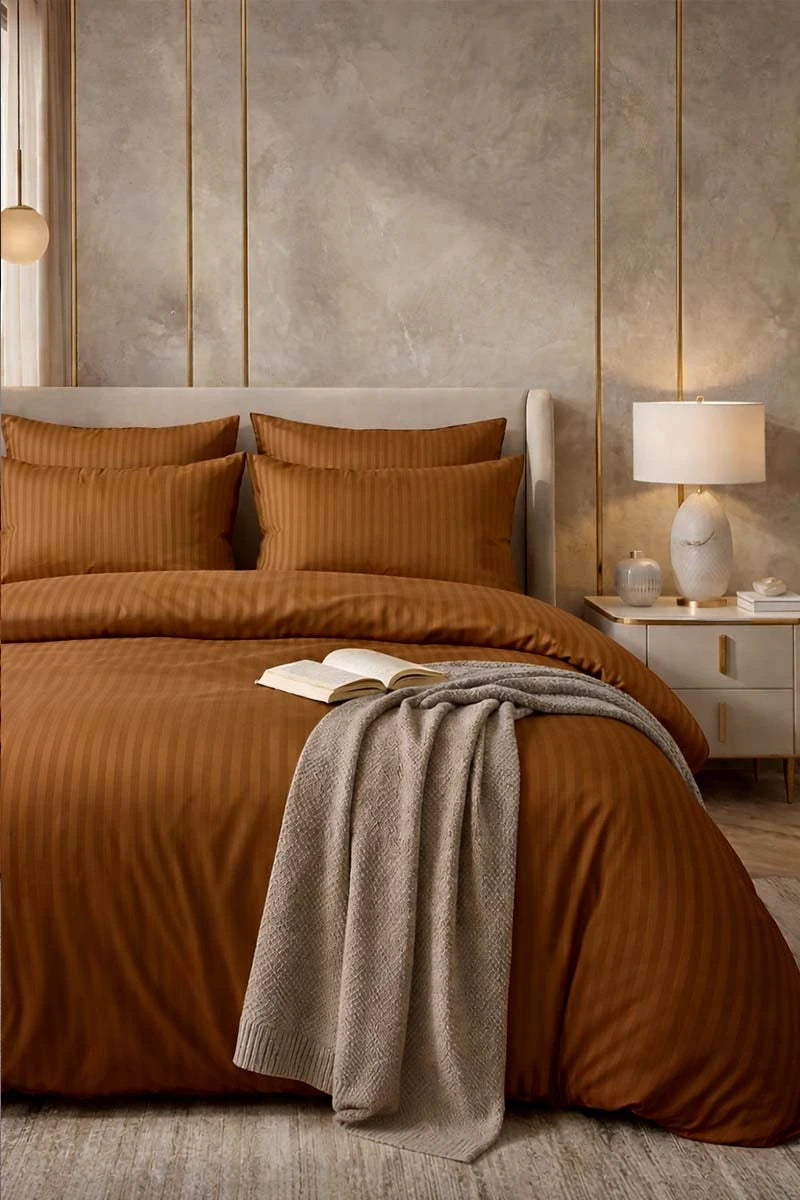 Camel Brown Quilt Cover Set (6PCS - King Size)