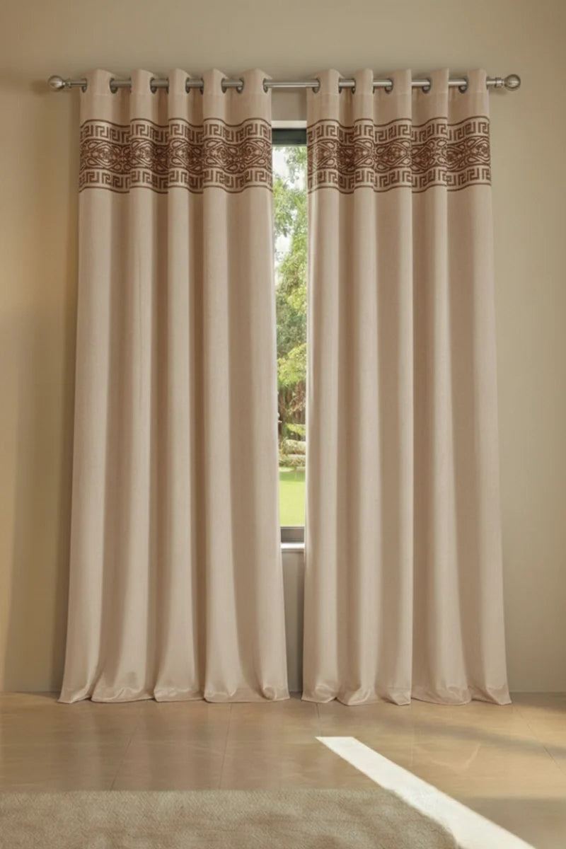 Sand Beige Elegant Velvet Curtains Set of 2 for Home Décor