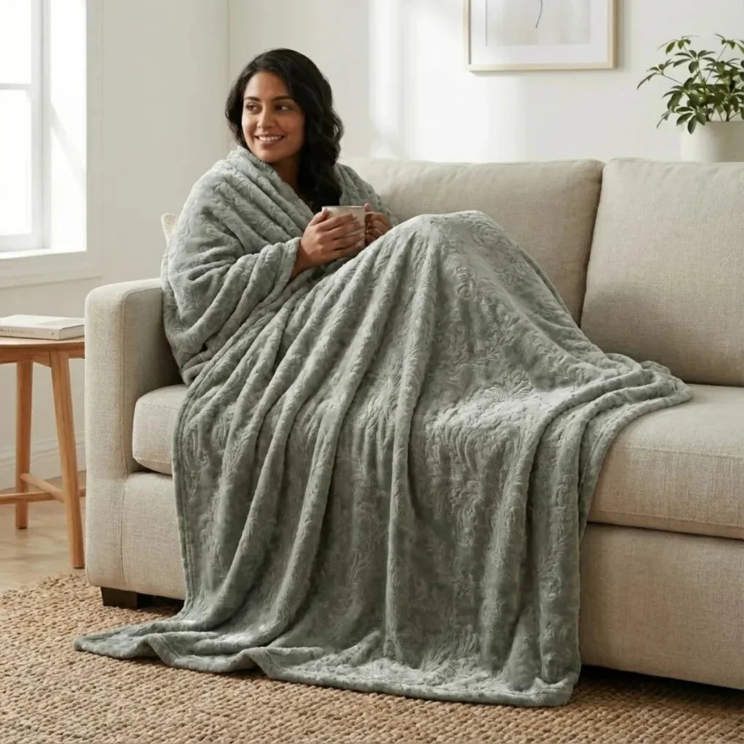 Grey Embossed Blanket