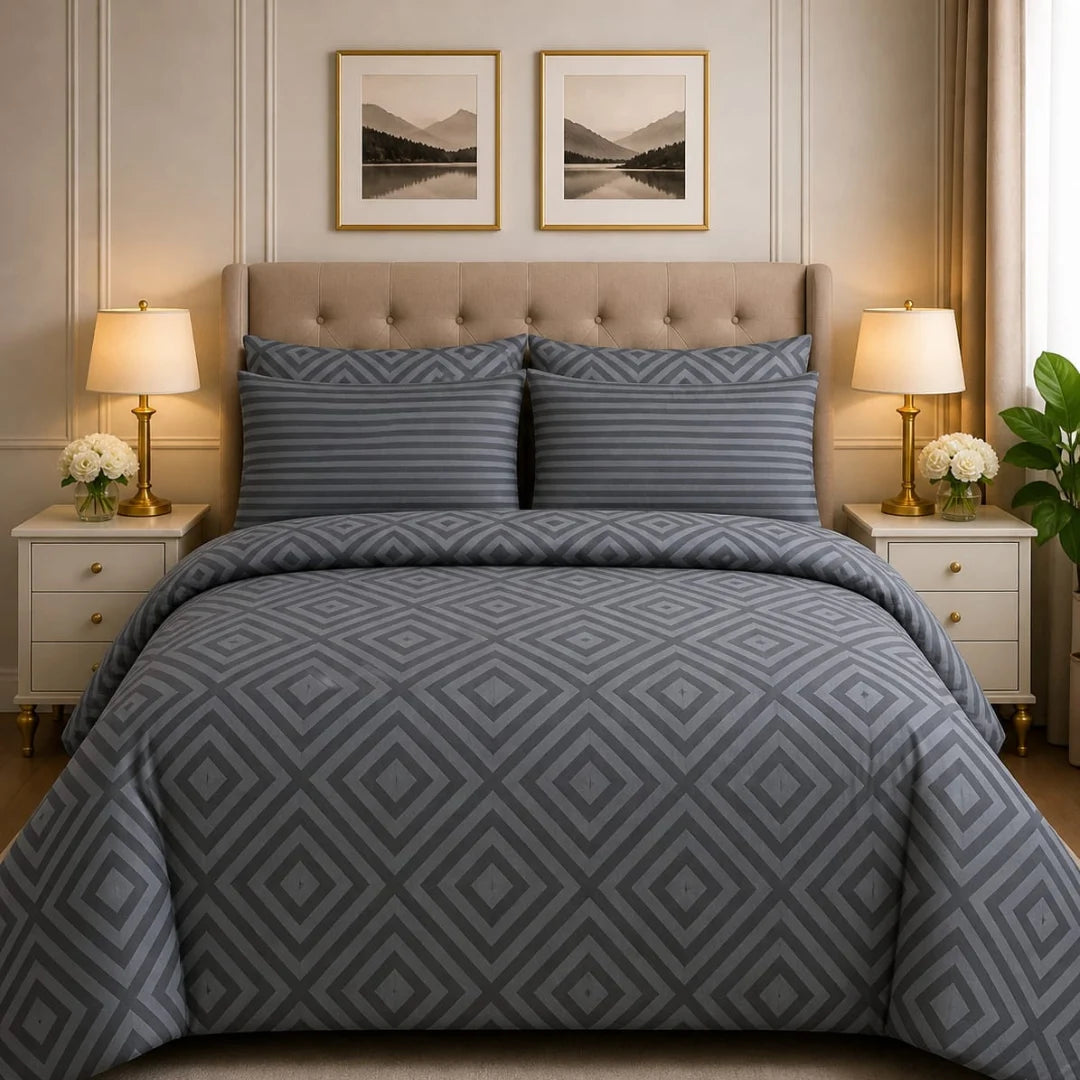 Luxury Export Cotton Double Bed Comforter Set – 87x95 Bedsheet & Pillow Covers